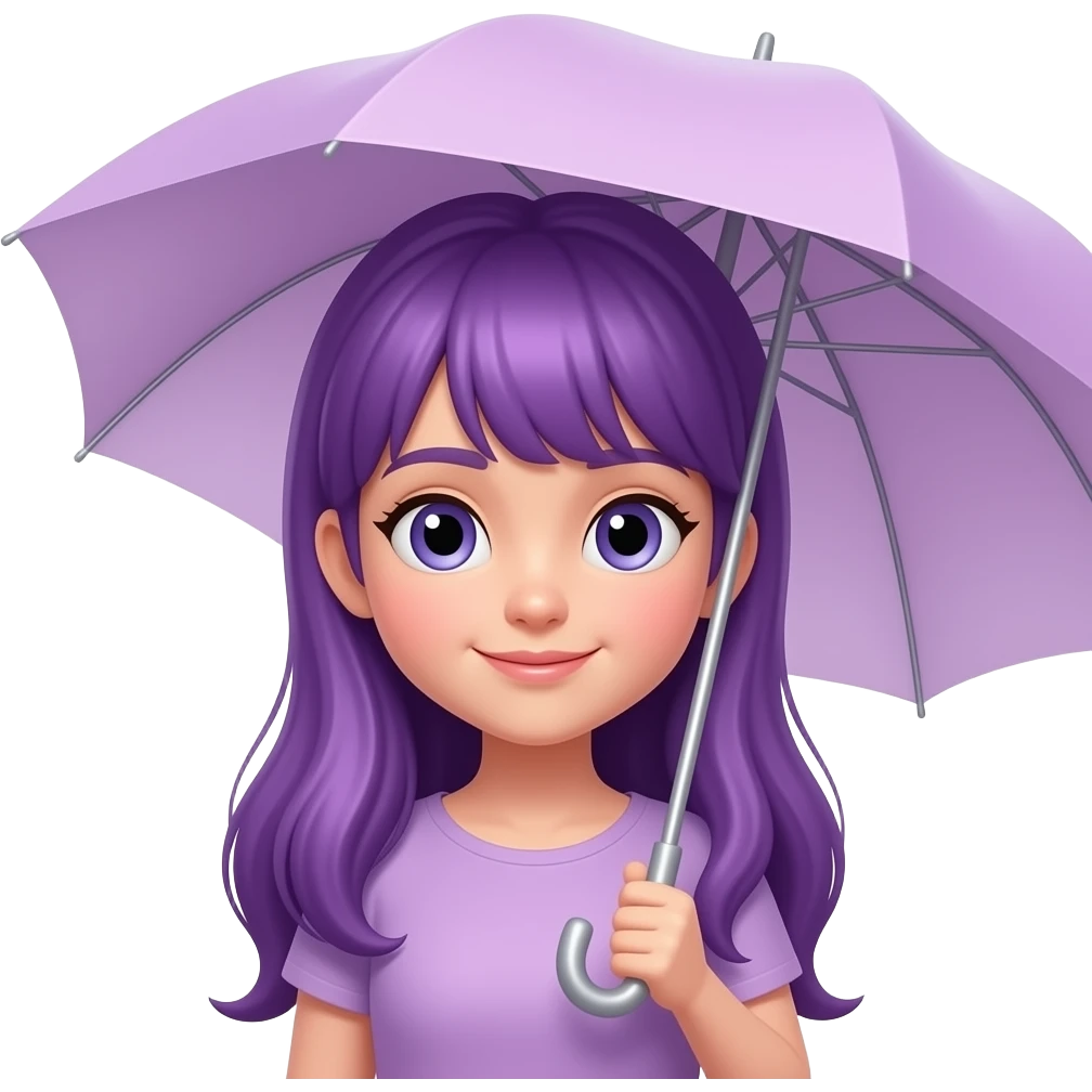 GIRL WITH LONG PURPLE HAIR WITH A UMBRELLA emoji