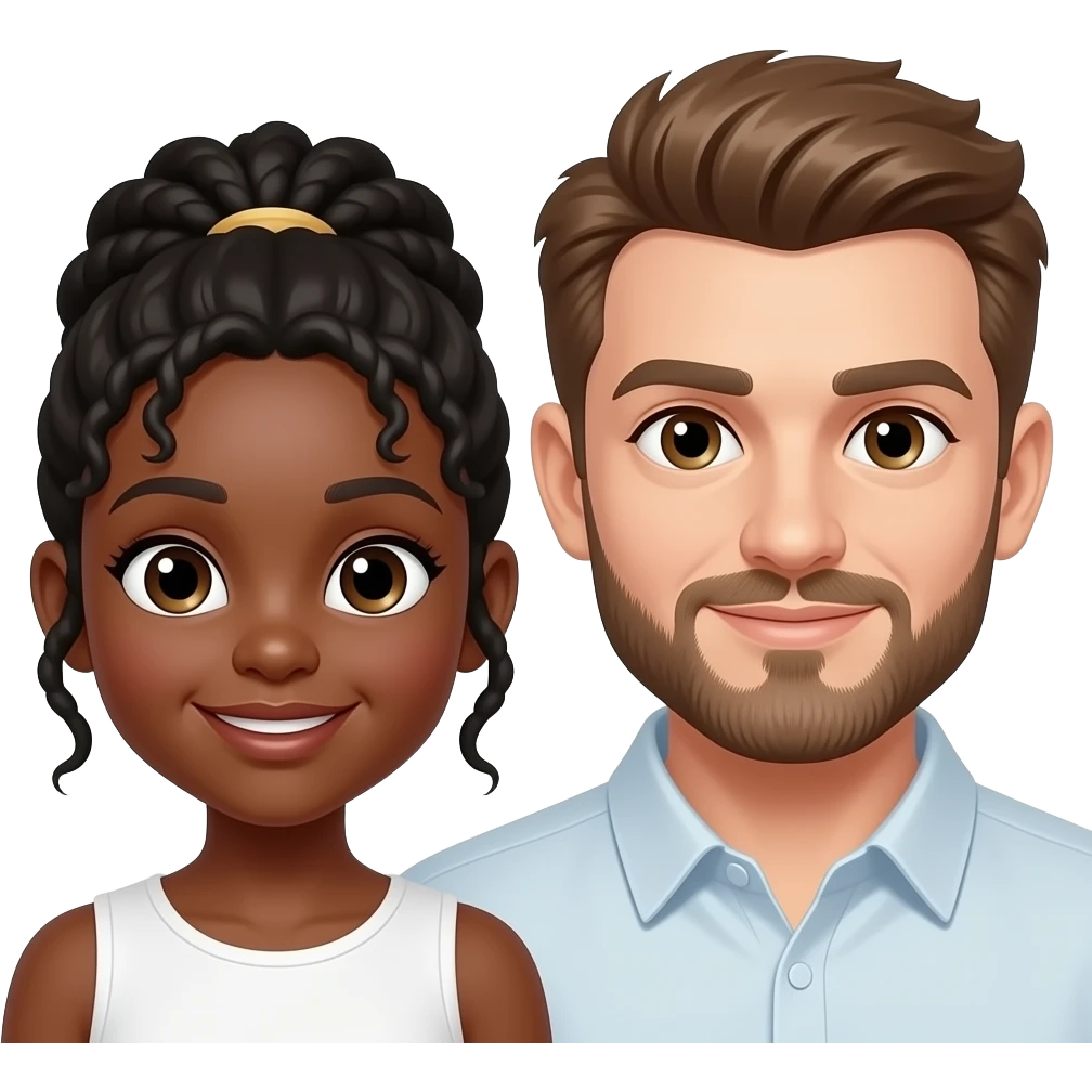 Ebony girl white man with brown pony tail emoji