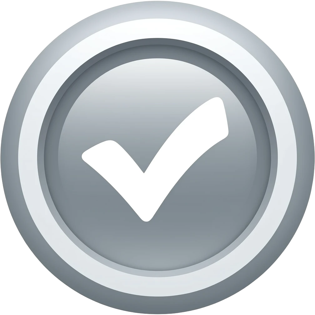 Minimalist white checkmark inside a bold white circular outline, modern verification badge style, clean flat design, centered, transparent background, YouTube verified icon aesthetic, simple vector logo, high contrast, smooth edges emoji