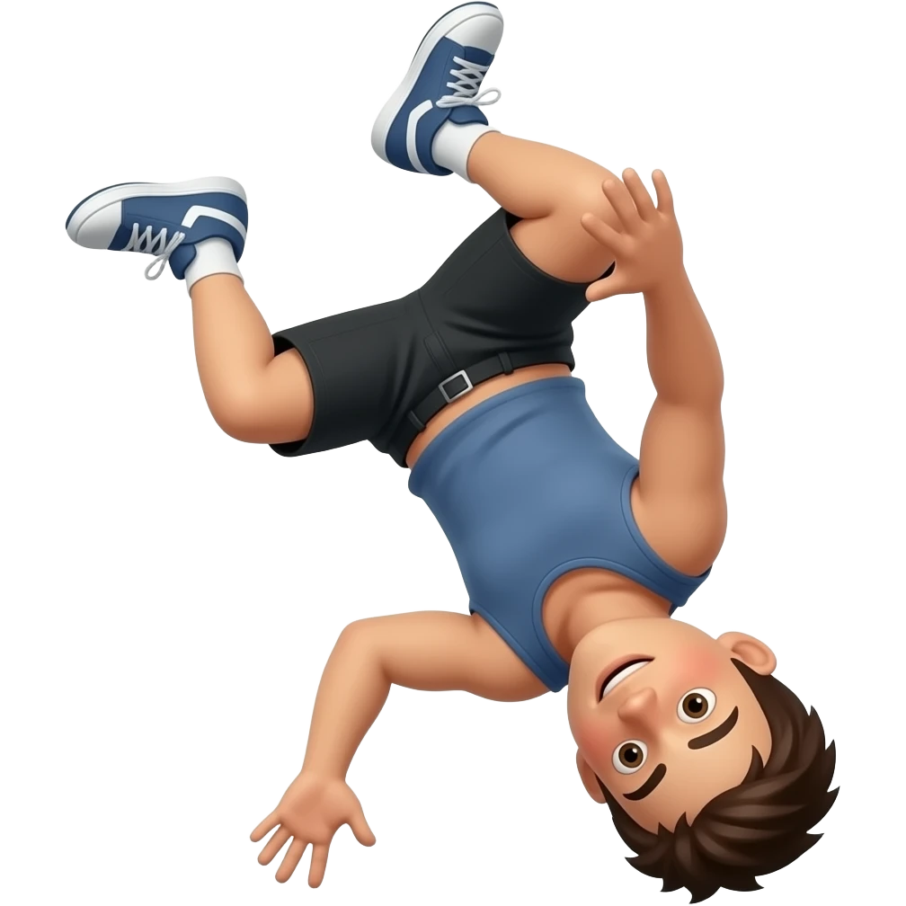 Parkour person doing a sideflip. Knees tucked in upside down emoji