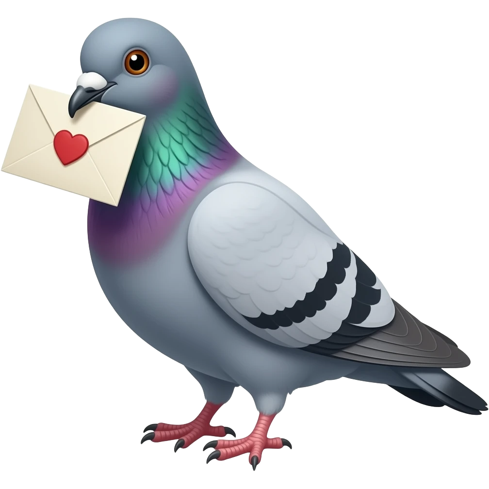 Pigeon carrying letter in his mouth emoji