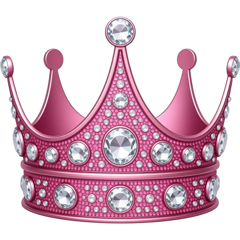 Pink shiny crown with diamonds and sparkles emoji