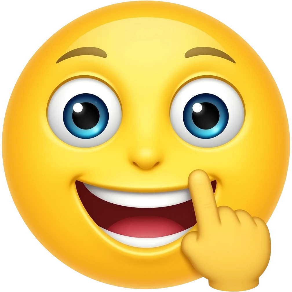 Yellow circle emoji biting its finger in a flirty way. Just the face. Biting emoji