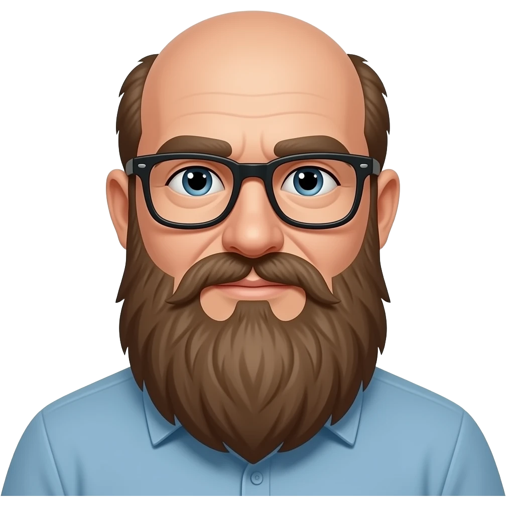 Bald man with long beard and glasses emoji