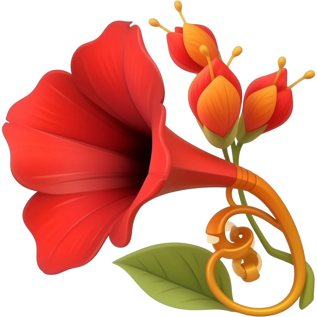 Curly red flower in the form of gramophones emoji