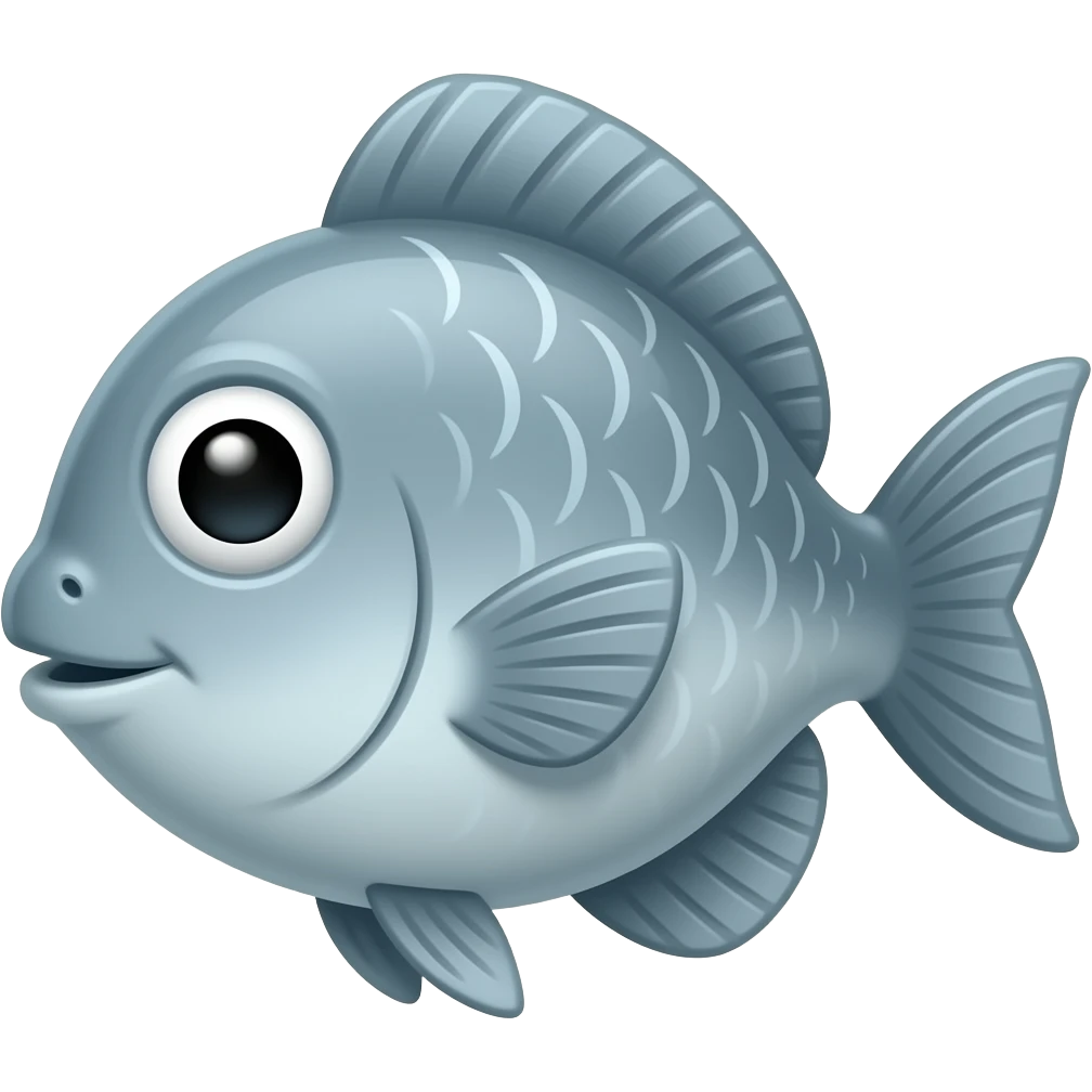 A cartoon fish with a normal calm mouth emoji
