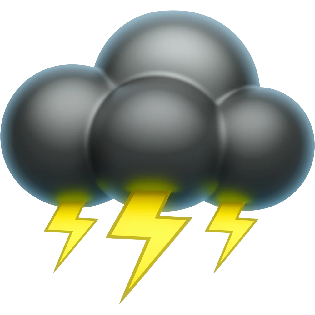 Black cloud surrounded by thunder emoji