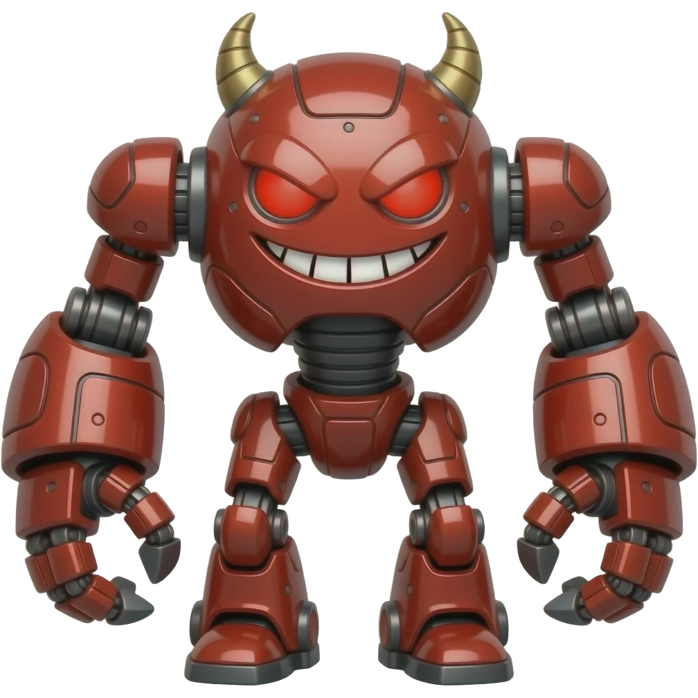defiant red AI monster, funny appearance emoji