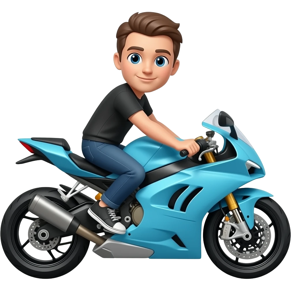 Fährt auf dem Hinterrad hellblaues Motorrad emoji