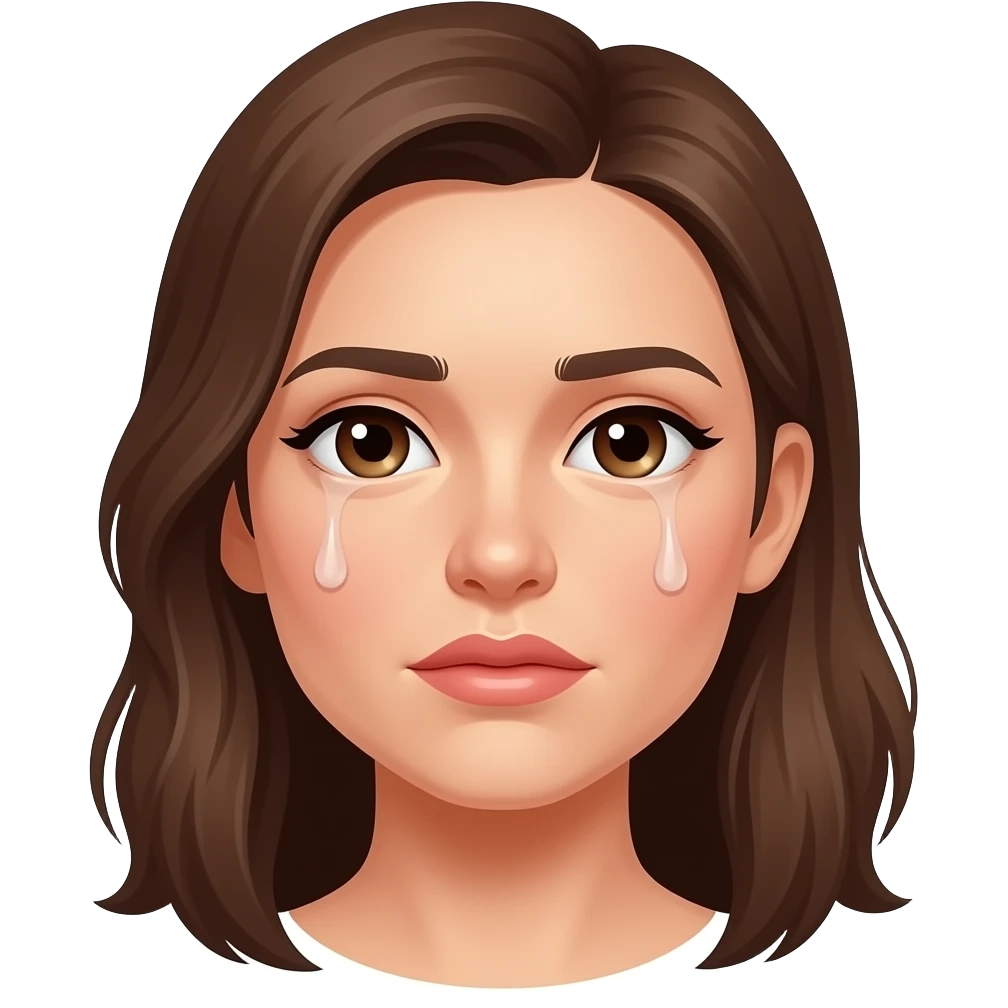 여성의 얼굴이 햇빛이 있을때랑 없을때 2장을 만들고 싶어 더워하는 표정을 만들어줘 emoji