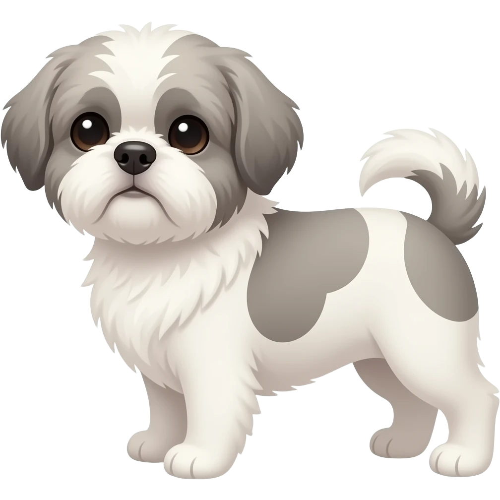 light grey and white Shih tuz emoji