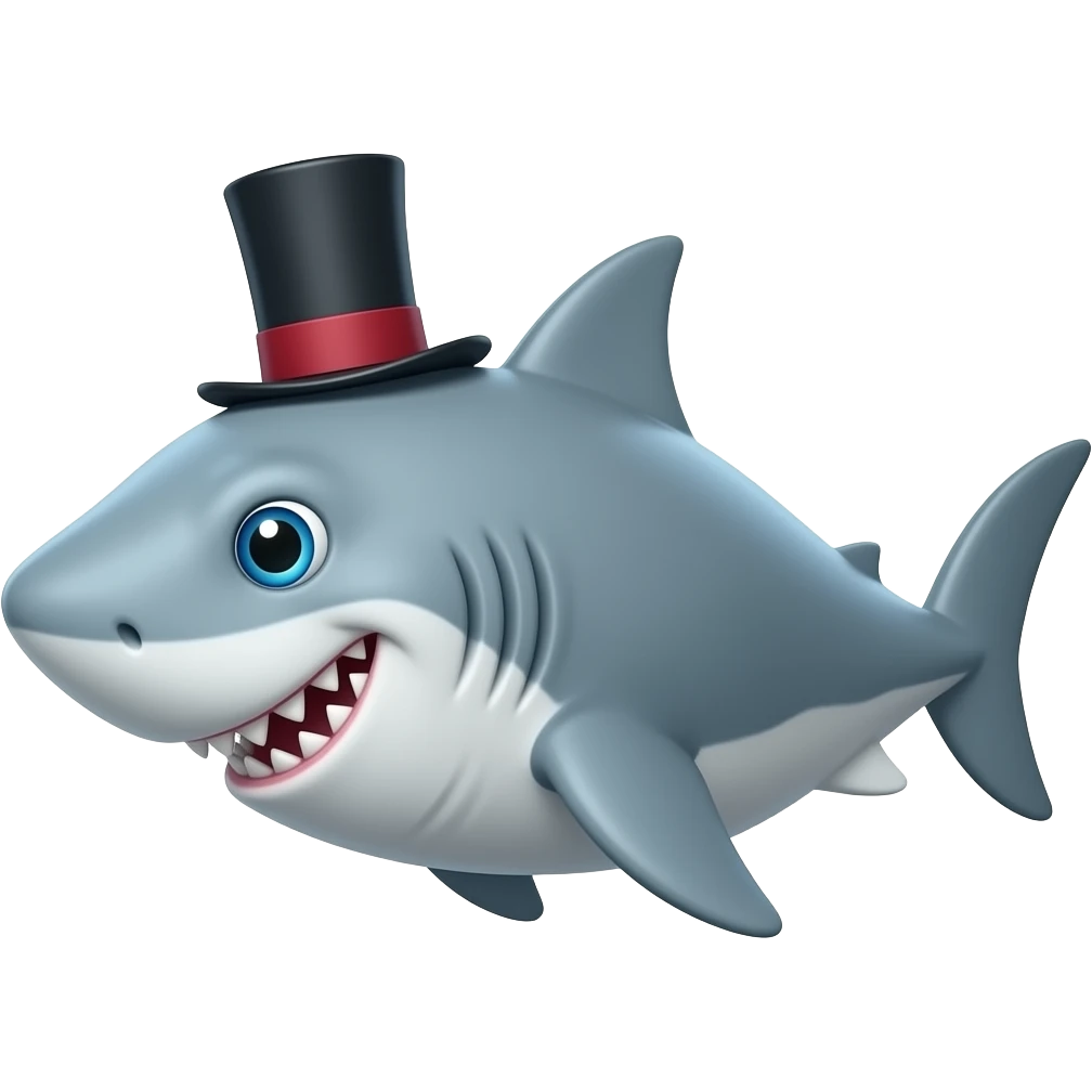 Shark with a top hat emoji