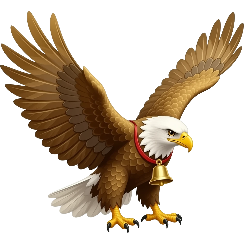عقاب طلایی با بالهای باز و زنگی emoji