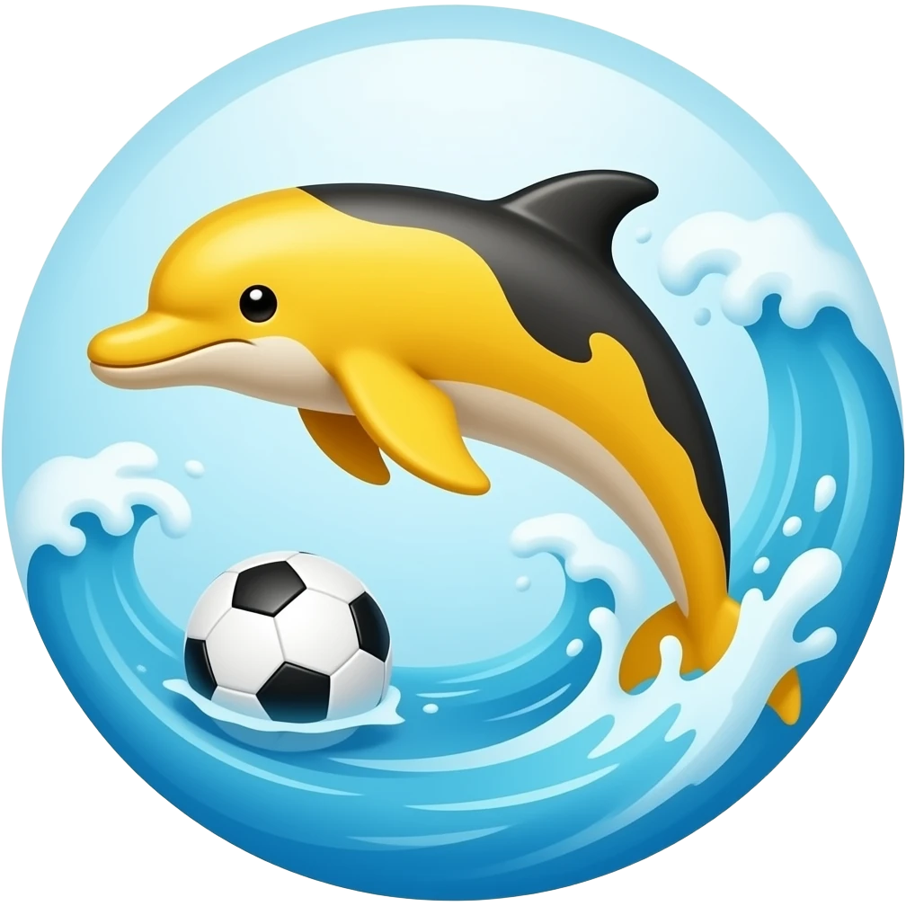 yelllow black dolphin circle wave soccerball emoji