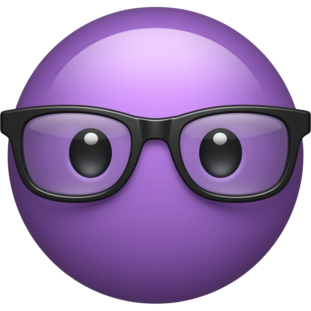Purple ball face head emoji with dark glasses emoji
