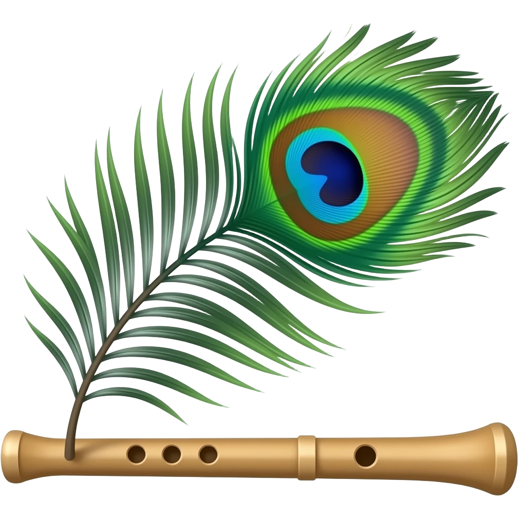 Peacock feather with flute emoji