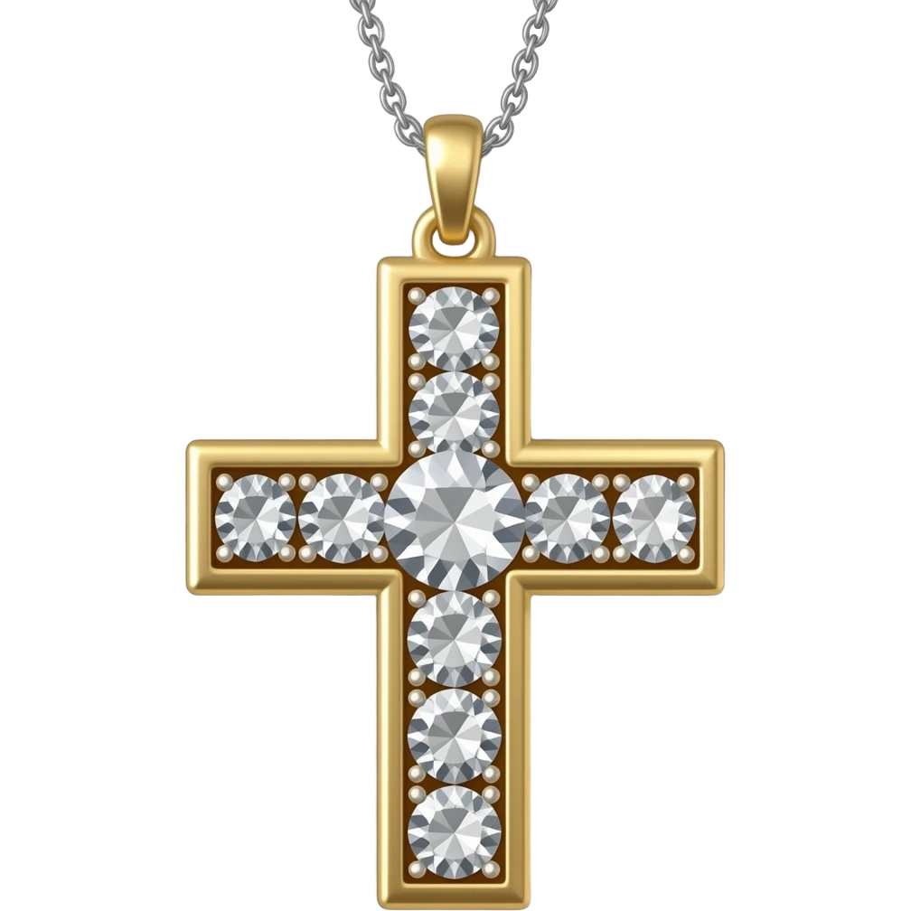 diamonod cross necklace emoji