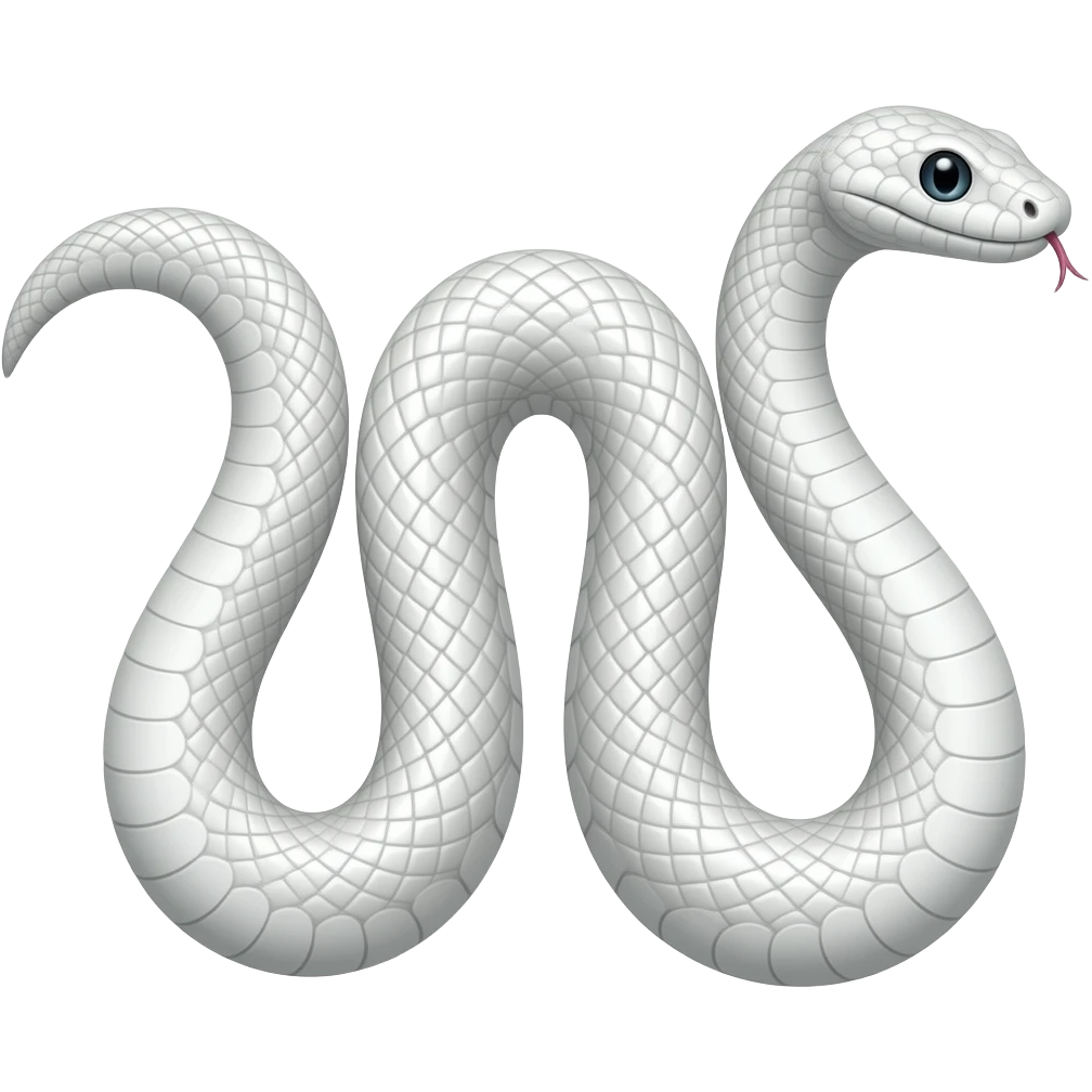 white elegant snake formed into the letter W emoji