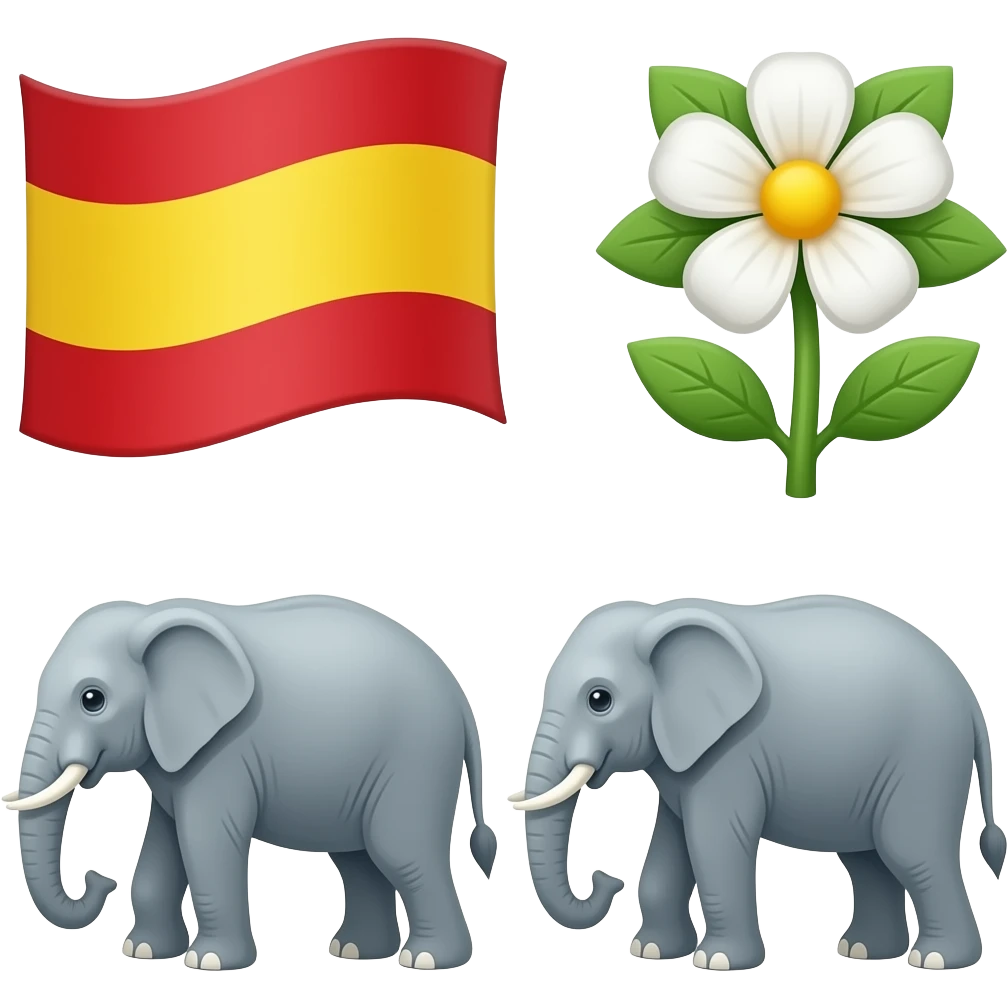 Top and bottom red center yellowflag centre Siris tree flower two side elephant slaiding emoji