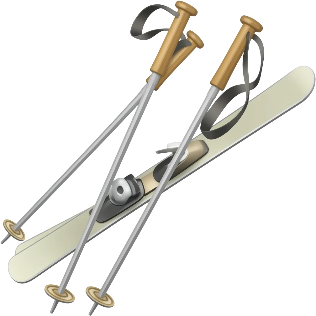 cartoon style less detailed ski poles emoji