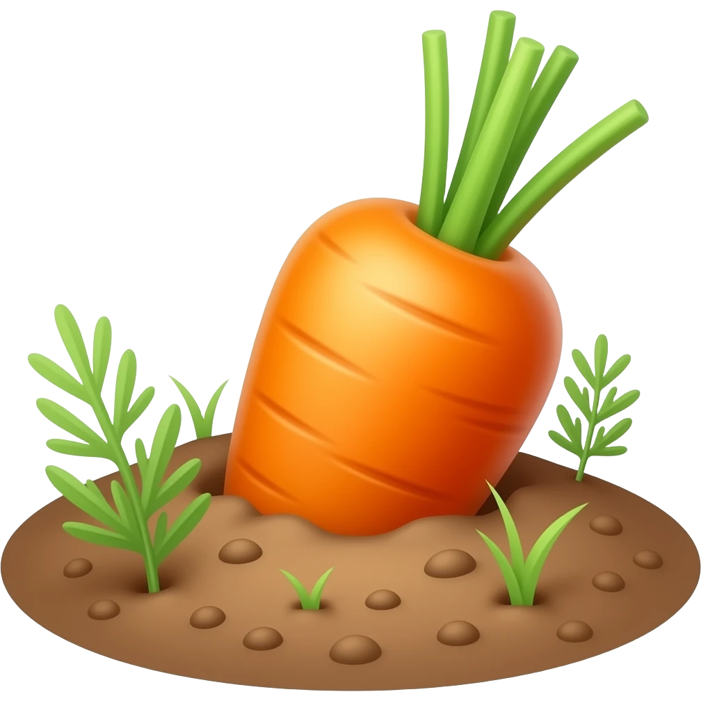 갈색 밭에 당근이 반만 묻혀있는 잡초없이 emoji