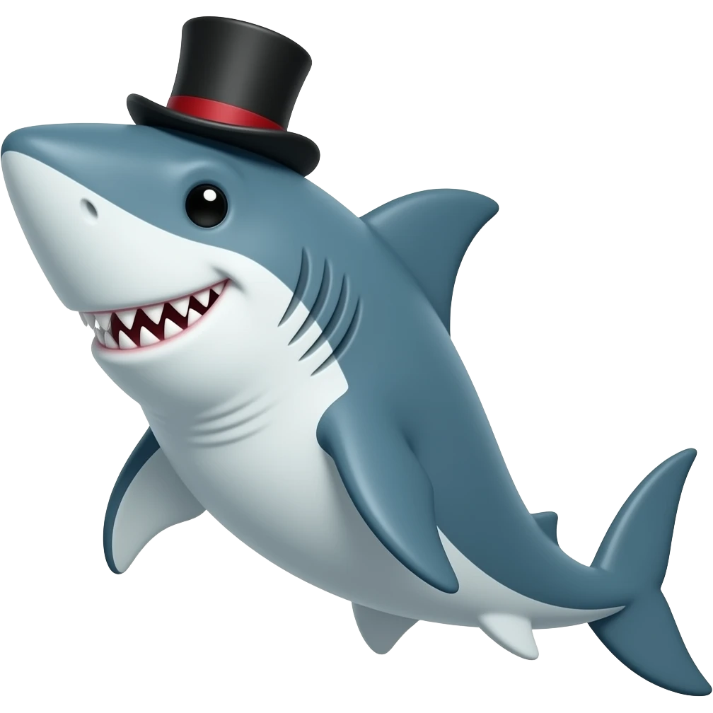 Shark with a top hat emoji