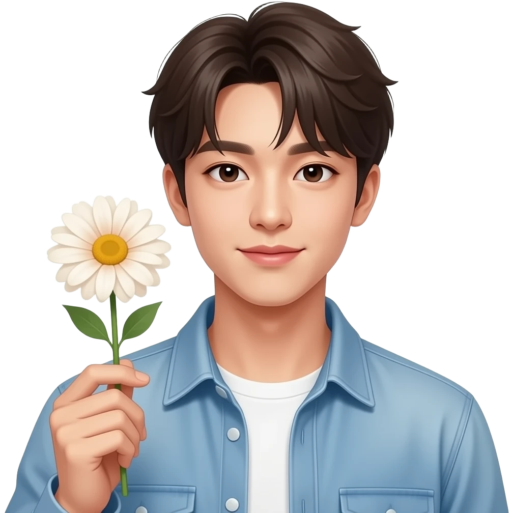 Taehung with a flower in his hand emoji