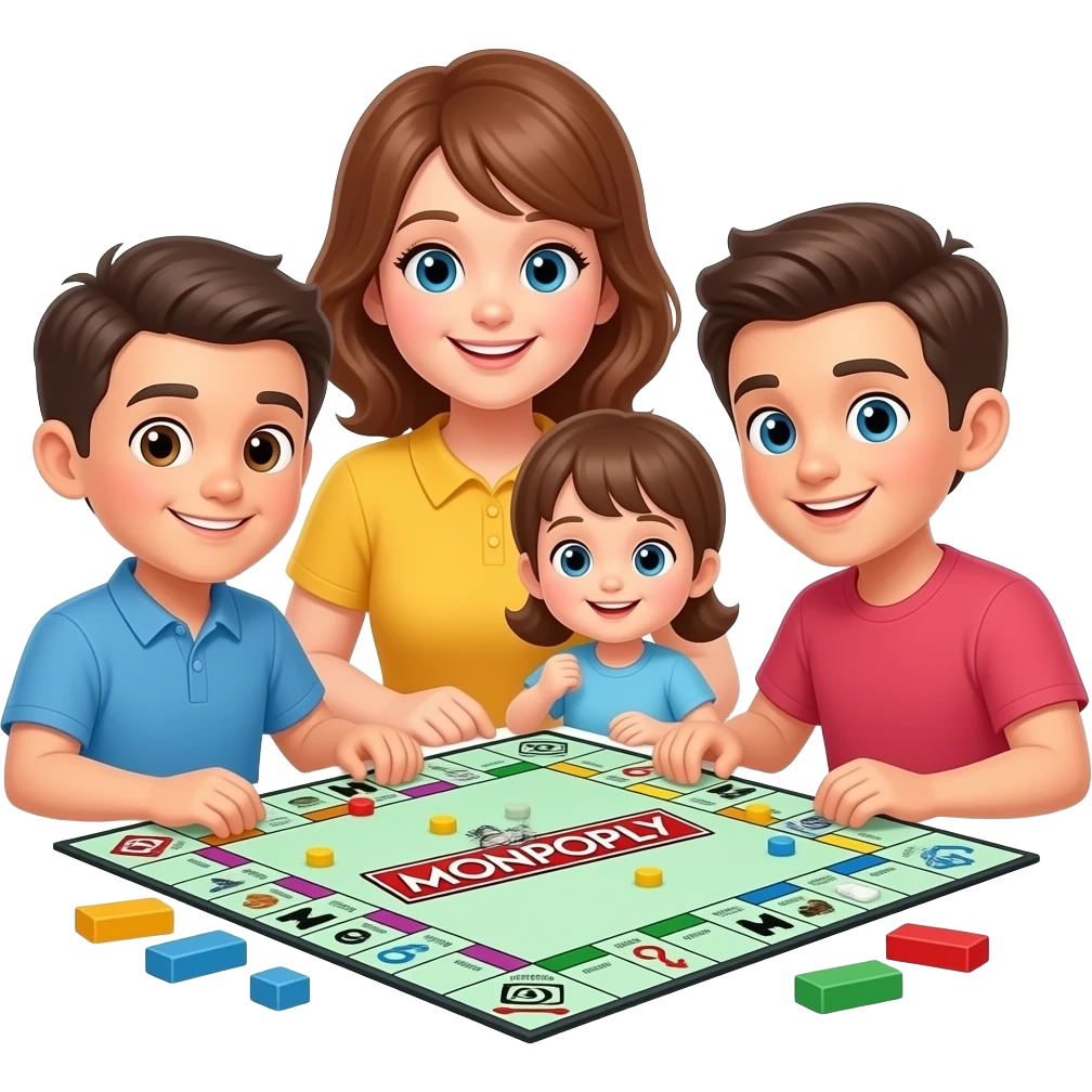 famille qui joue au monopoly emoji