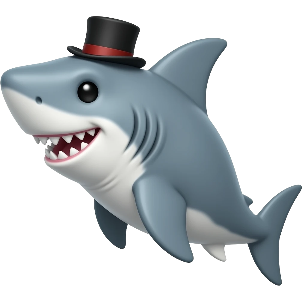 Shark with a top hat emoji