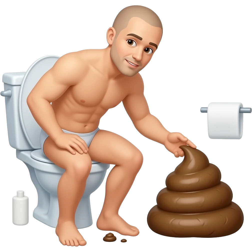 Naked man poop bathroom And someone opened it now. emoji