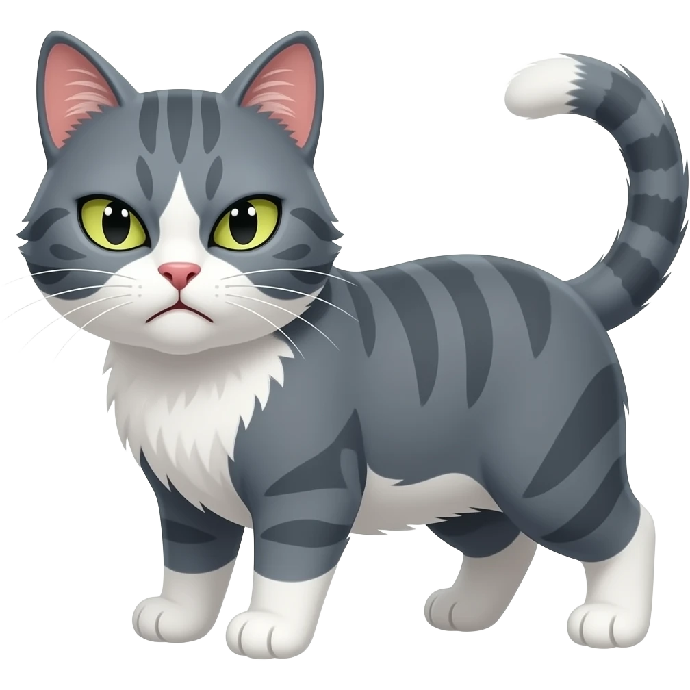 gray white angry cat emoji