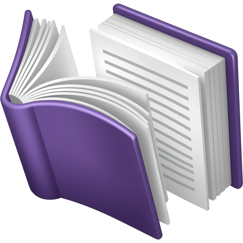 open book with purple cover. pages in front emoji