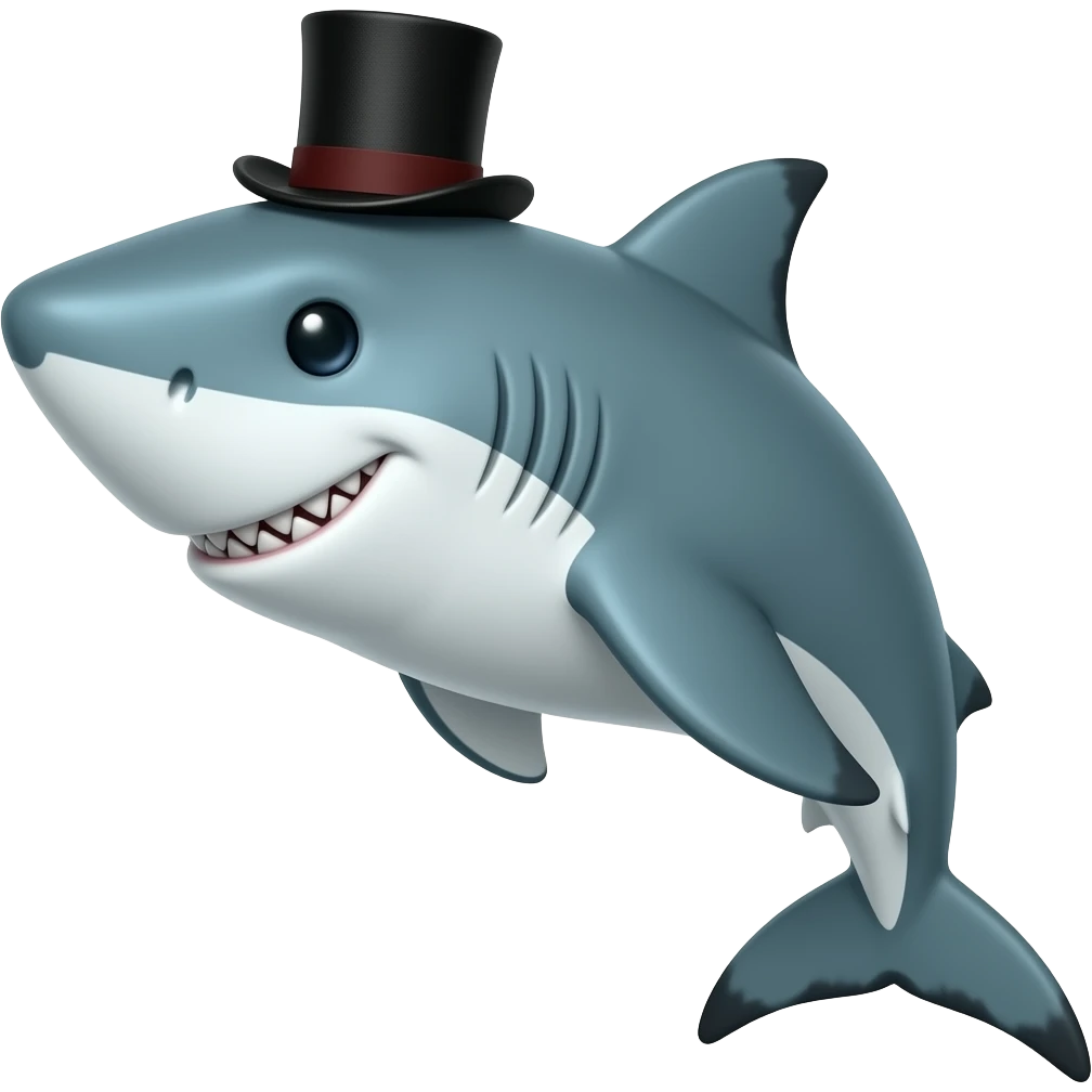 Shark with a top hat emoji