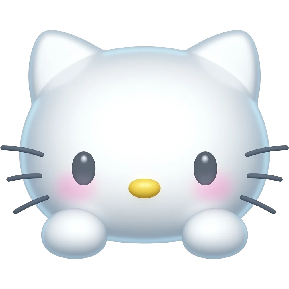 Translucent see through hello Kitty head with front paws emoji