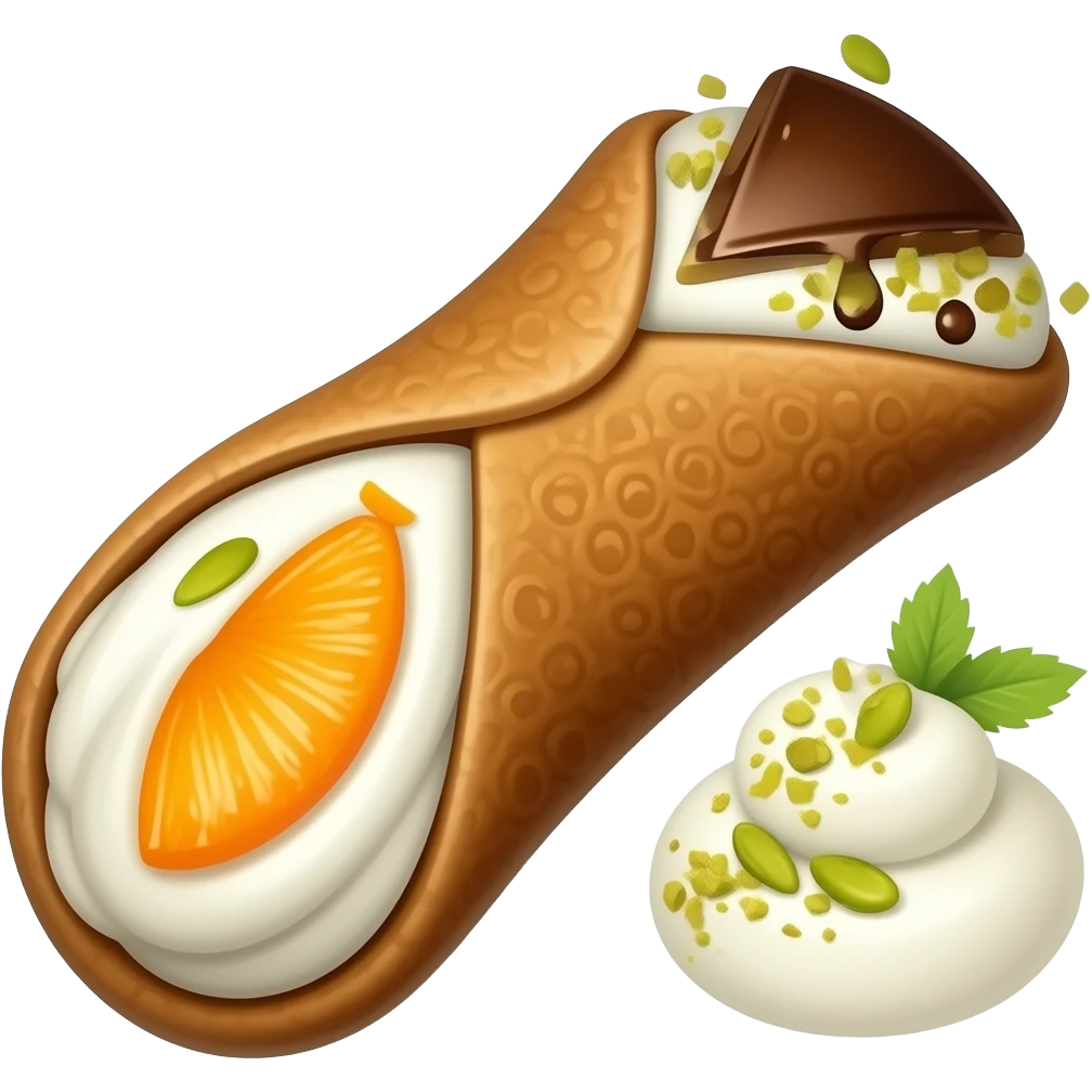 Cannolo siciliano con ricotta, scorza d’arancia, granella di pistacchio e cioccolato emoji