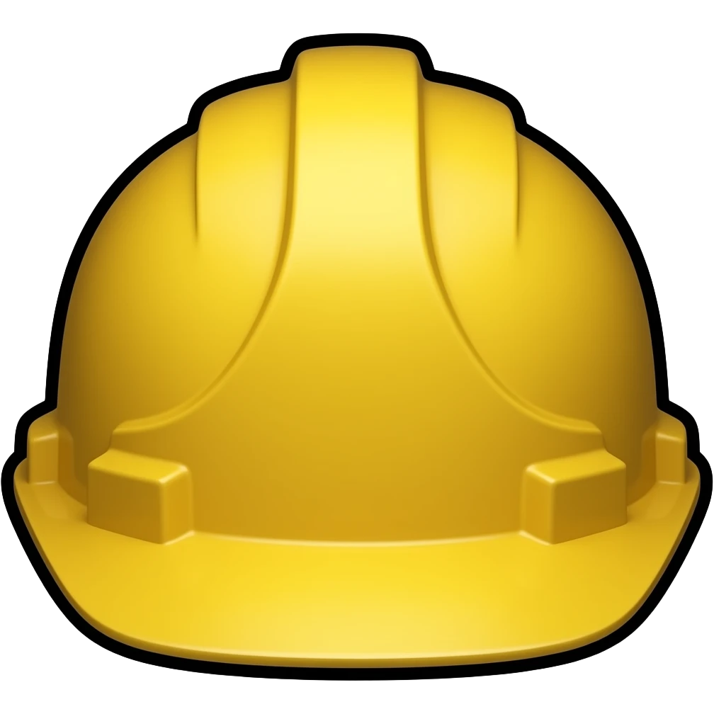 worker's helmet yellow emoji, bold black outline, cartoon emoji