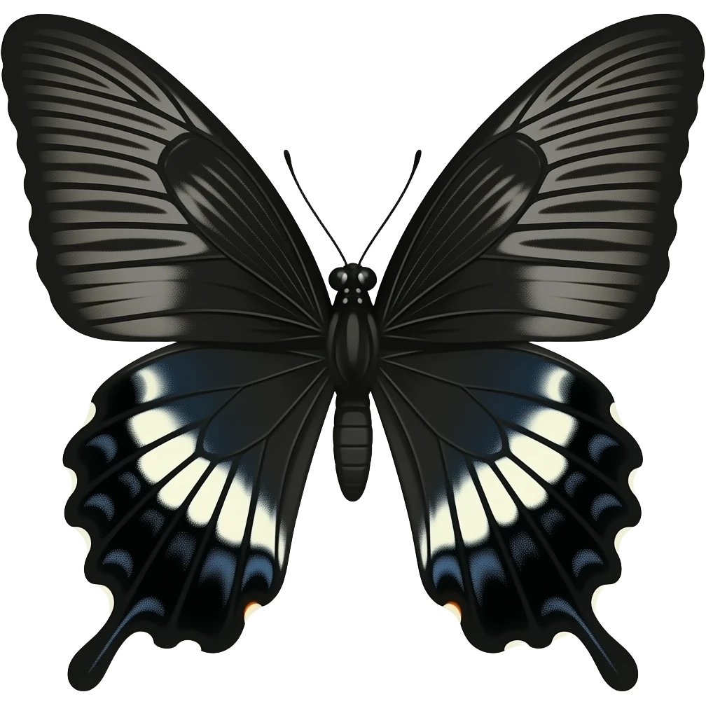 Black butterfly flapping its wings emoji