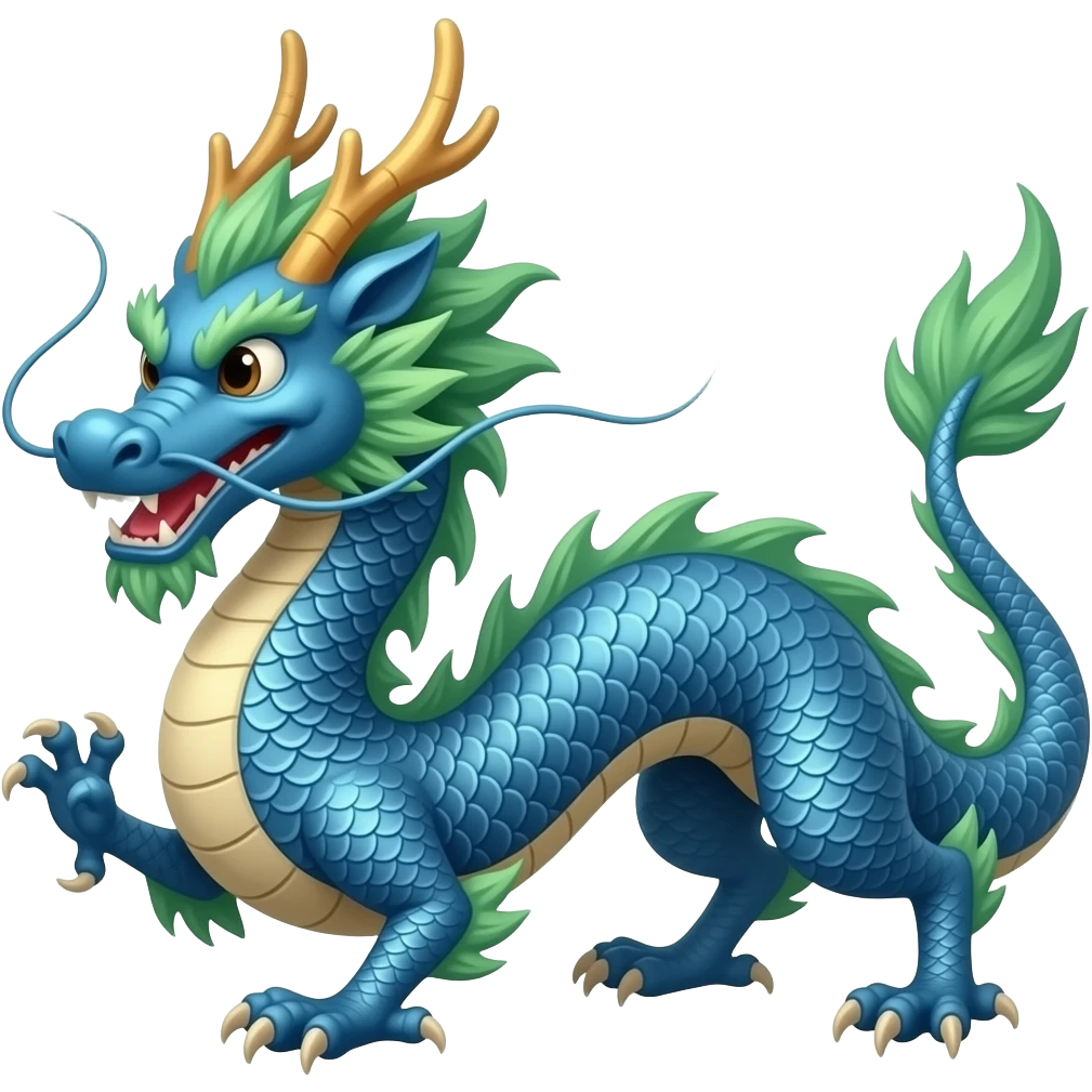 chinese dragon blue green emoji