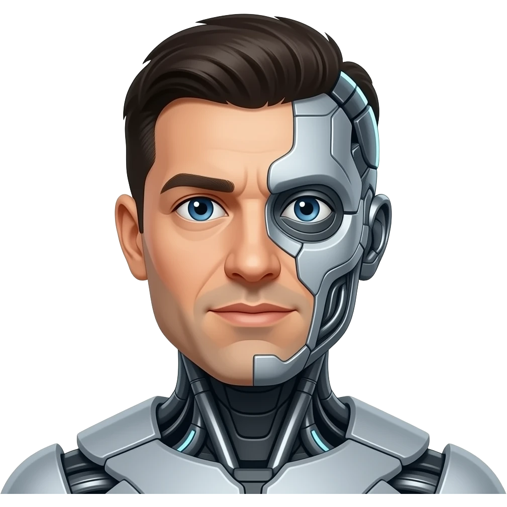 Einen halb mensch halb cyborg der soll aussehen wie arda saatci emoji