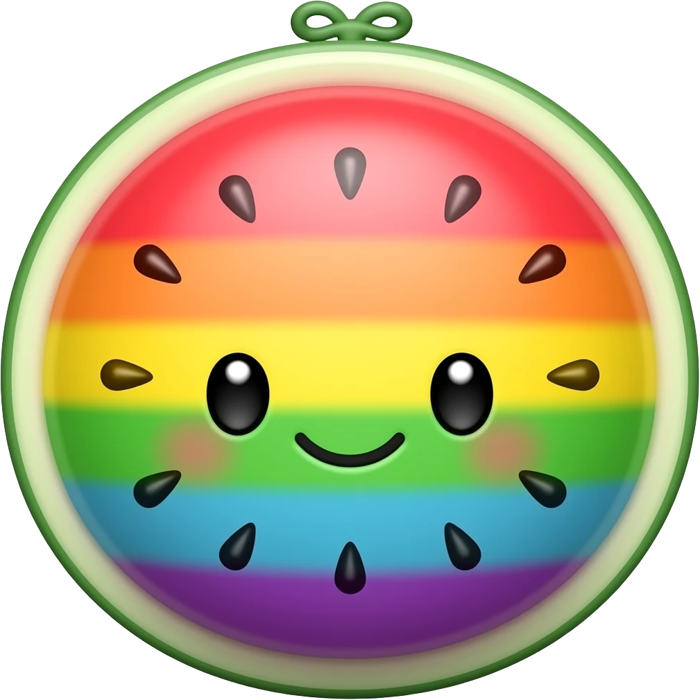 Rainbow watermelon wish cute face emoji