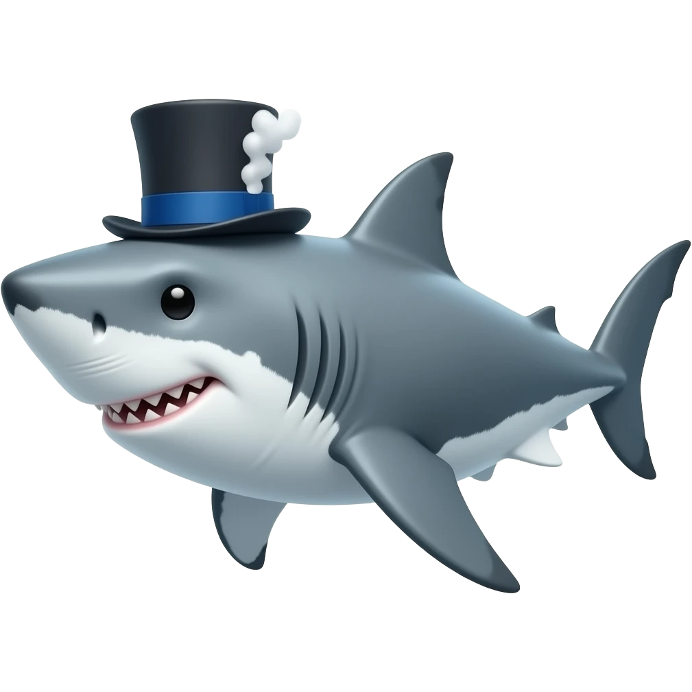 Shark with a top hat emoji