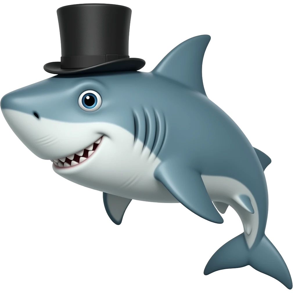 Shark with a top hat emoji