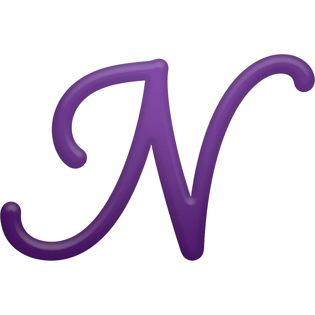 purple letter capital n in cursive style emoji