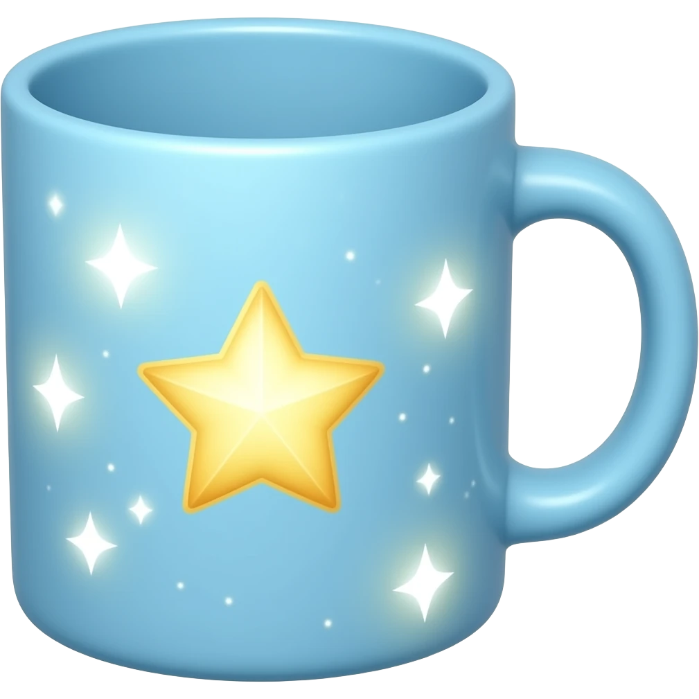 Light blue starry light blue magical mug emoji