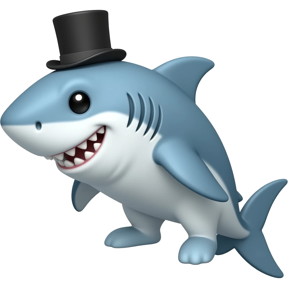 Shark with a top hat emoji