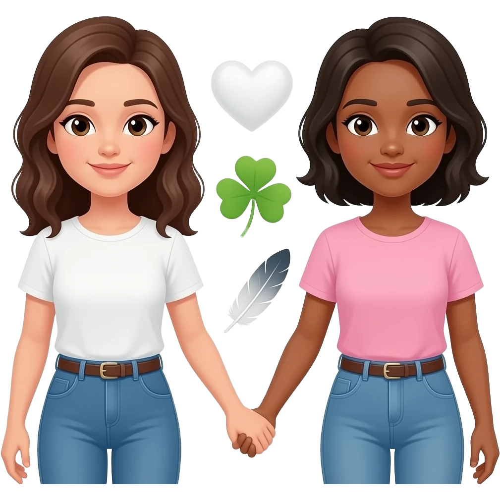 👩🏻‍🤝‍👩🏼🤍🍀🪽 emoji