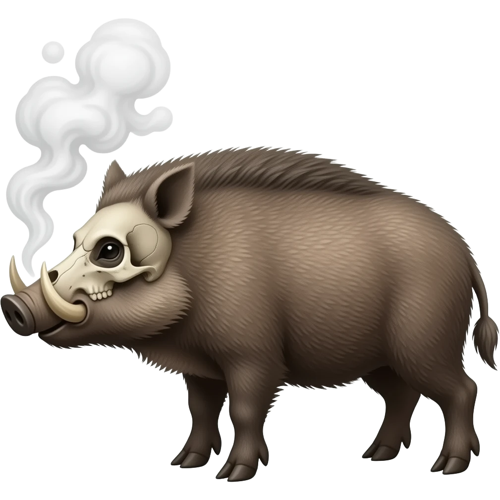 Boar with blowed up skull and having smoke in it emoji