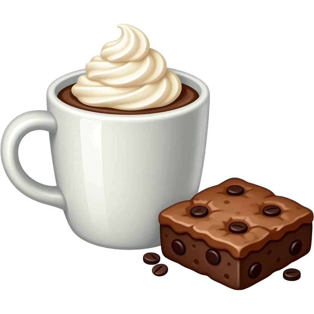 Hot chocolate with brownie emoji