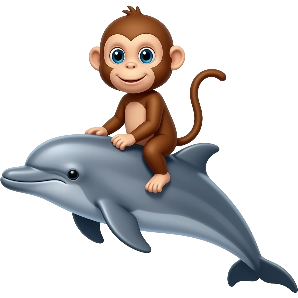 monkey riding a dolphin emoji
