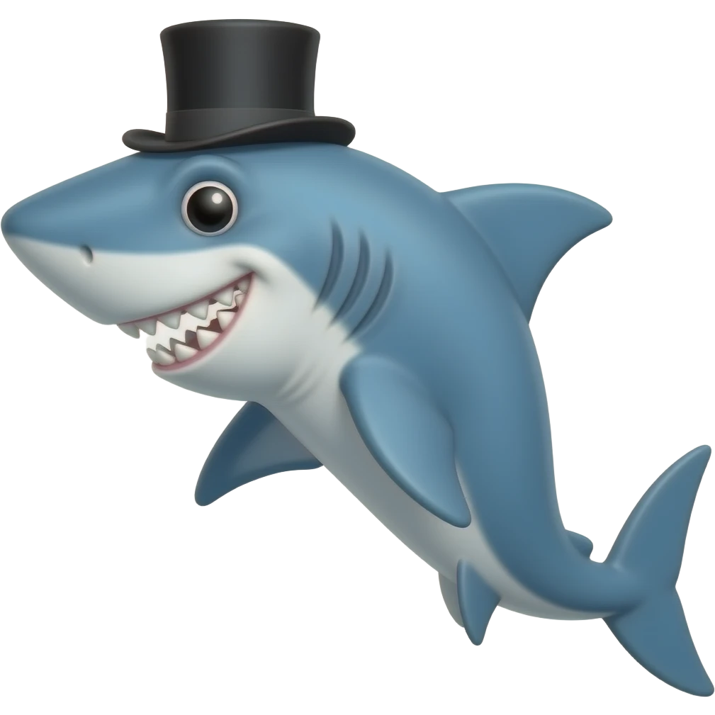 Shark with a top hat emoji
